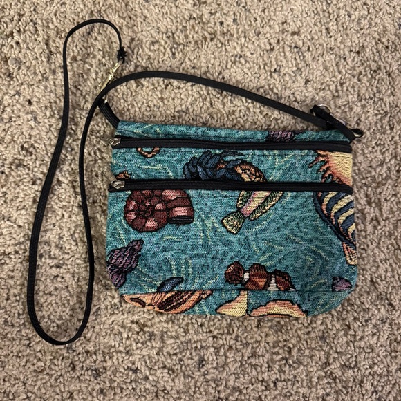 Handcrafted Tapestry Ocean Fish Two Zipper Purse - Picture 3 of 11